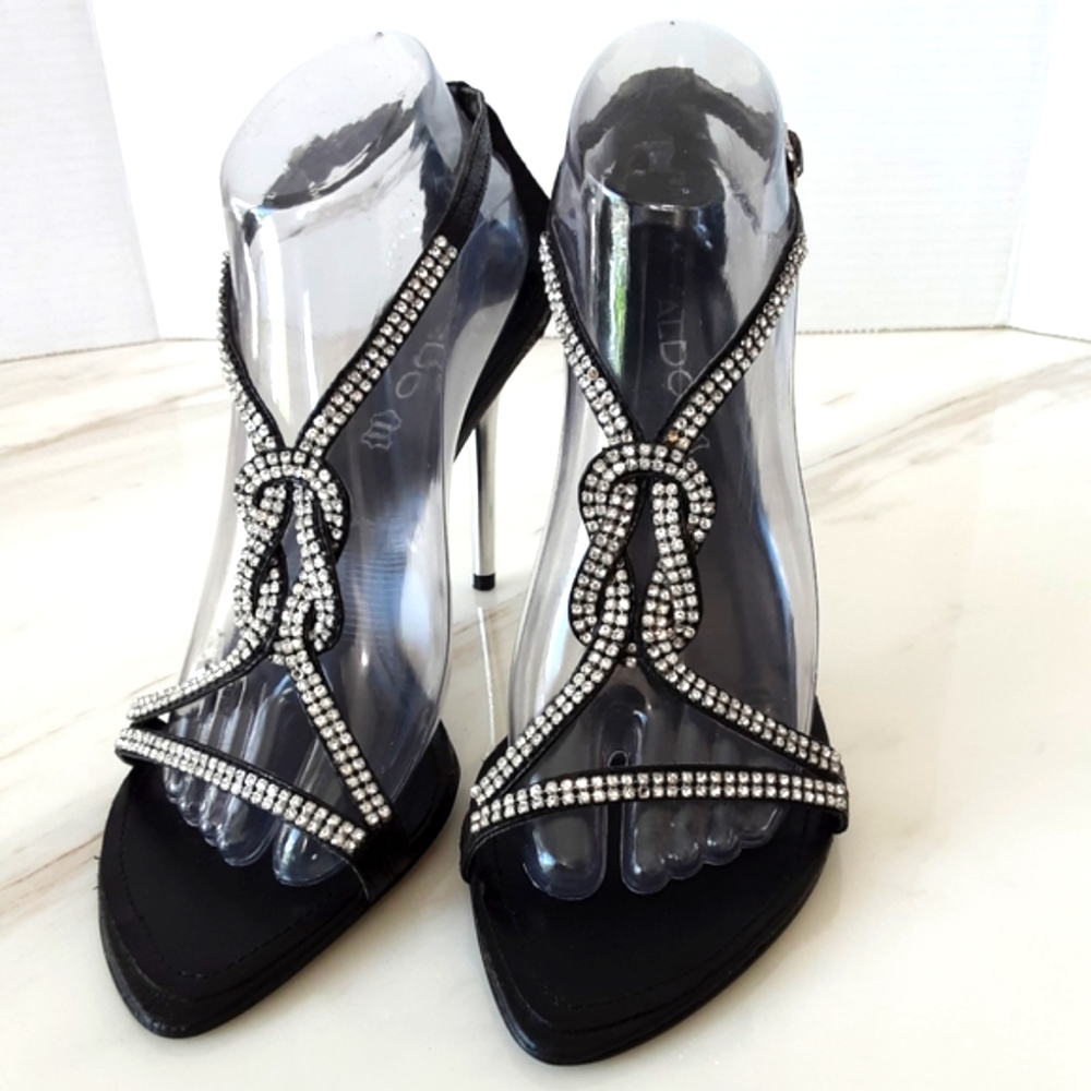 ALDO FLOFIFI WEDDING SNAKE SKIN RHINESTONE STELETTOS SZ 10 - Picture 2 of 6
